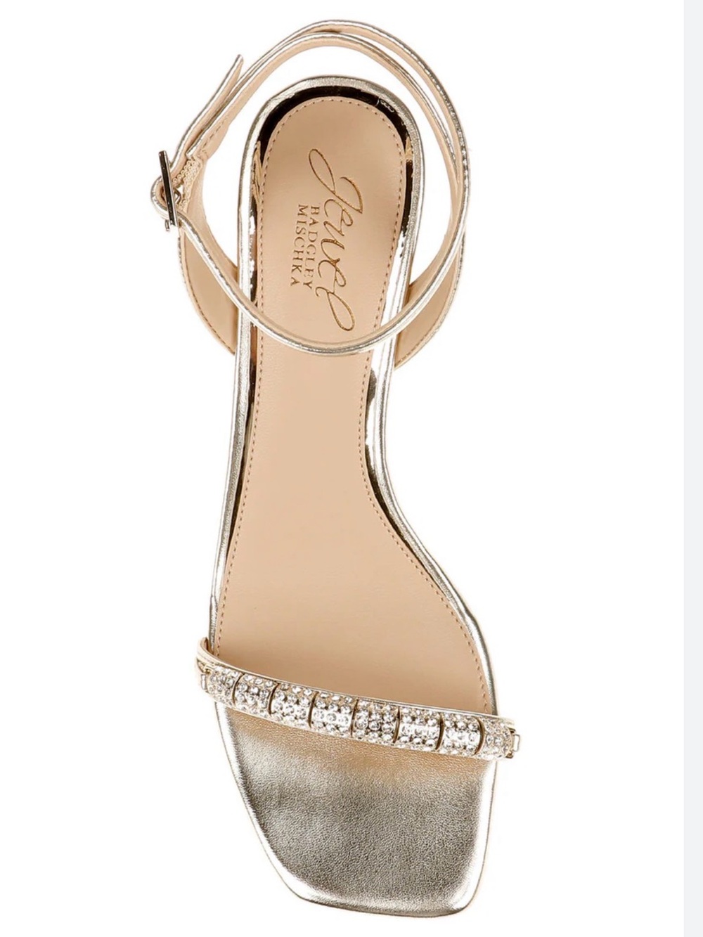 JEWEL BADGLEY MISHKA Charisma Gold Kitten Heel Ankle Strap Sandal--NEW--11 - Picture 2 of 13